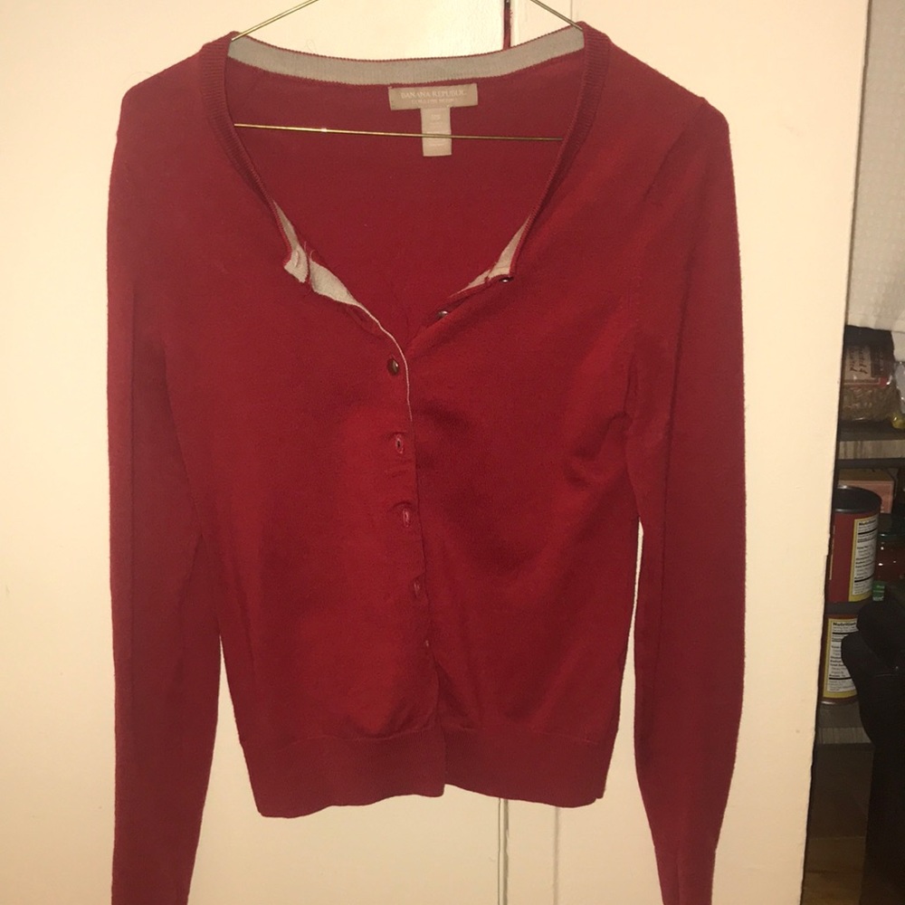 Red wool blend cardigan (Banana Republic)